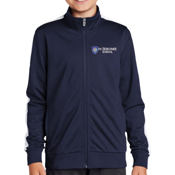 Sport-Tek ® Youth Tricot Sleeve Stripe Track Jacket - Embroidered Logo Thumbnail