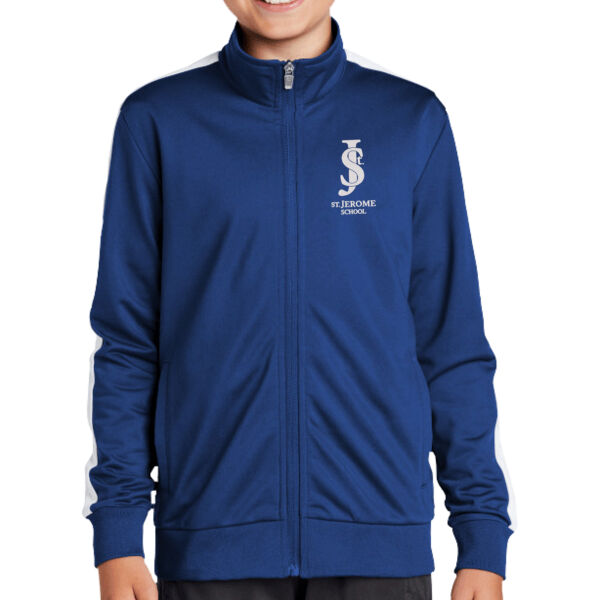 Sport-Tek ® Youth Tricot Sleeve Stripe Track Jacket - Embroidered Logo Thumbnail