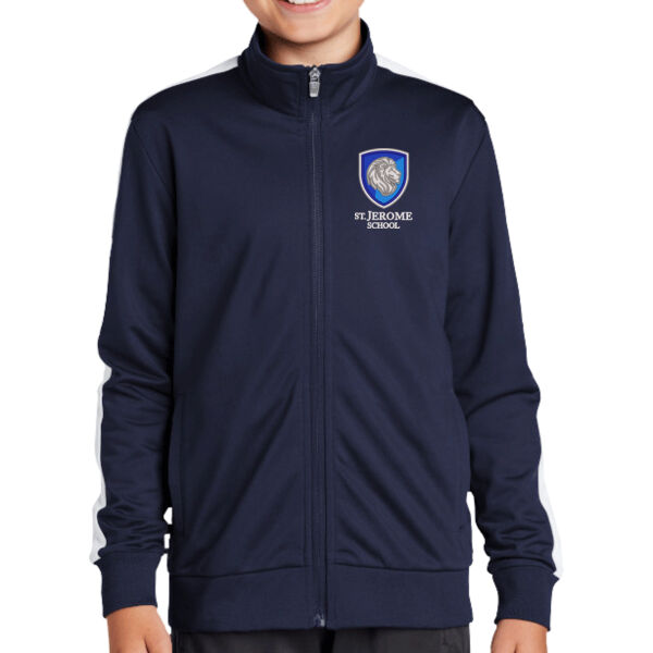 Sport-Tek ® Youth Tricot Sleeve Stripe Track Jacket - Embroidered Logo Thumbnail
